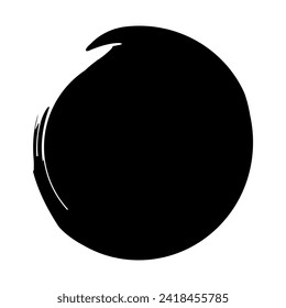 Black grunge round shape. Brush stroke frame element, frames for design. Vector isolated on white background.