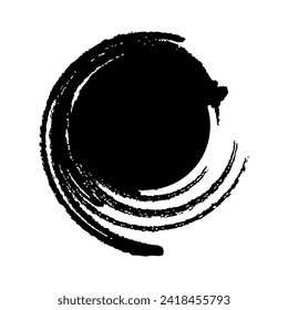 Schwarze, runde Form. Pinselstrich Rahmen Element, Rahmen für Design. Vektorgrafik einzeln auf weißem Hintergrund.