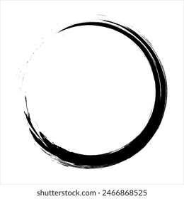 Forma redonda de grunge negro. Elemento de marco de trazo de pincel. Marco para el diseño. Vector aislado sobre fondo blanco.