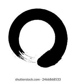 Black grunge round shape. Brush stroke frame element. Frame for design. Vector isolated on white background.
