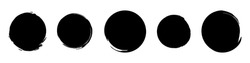 Black Grunge Round Shapes. Brush Strokes Frames Elements, Frames For Design. Vector Isolated On White Background.
