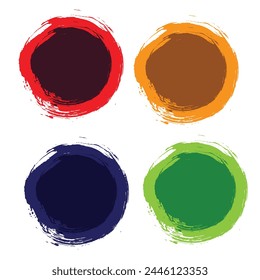 Black grunge round shapes. Brush strokes frames elements, frames for design. Vector isolated on white background.