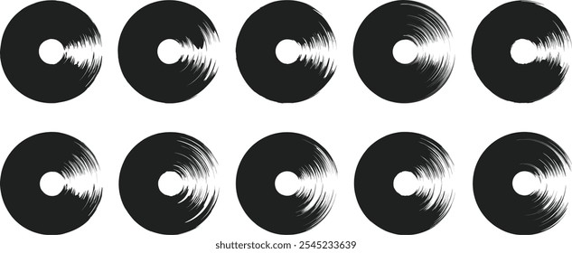 Black grunge round shapes. Brush strokes frames elements. Grunge round shapes vector. Grunge hand drawn circle shape. Circle brush strokes, vector illustration