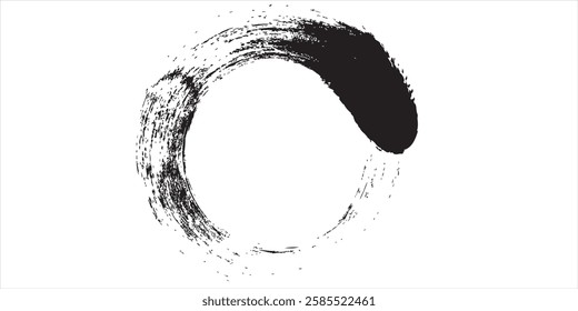 Black grunge round shapes. Brush strokes frames elements, frames for design. Vector isolated on white background.