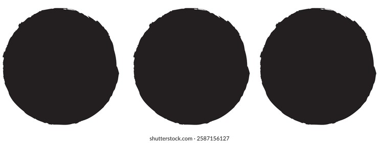 Black grunge round shapes. Brush strokes frames elements, frames for design. Vector isolated on white background