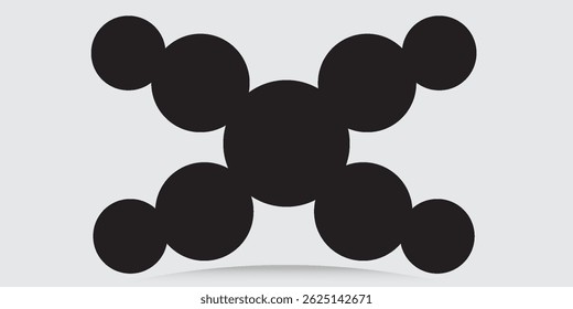 Black grunge round shapes. Brush strokes frames elements, frames for design. Vector isolated on white background.