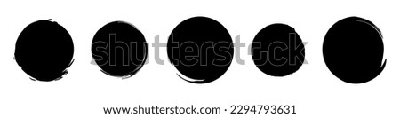 Black grunge round shapes. Brush strokes frames elements, frames for design. Vector isolated on white background.