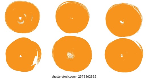 Black grunge round shapes. Grunge circles shapes on a white background. Brush strokes frames elements, frames for design. Vector brush circle.