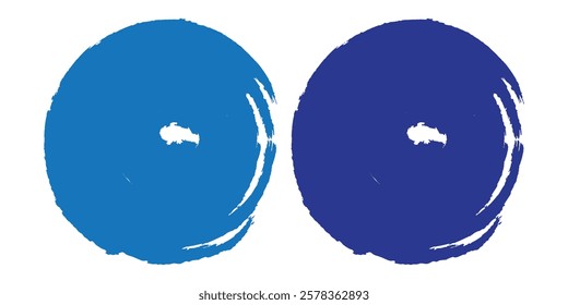 Black grunge round shapes. Grunge circles shapes on a white background. Brush strokes frames elements, frames for design. Vector brush circle.