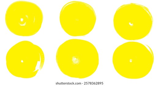 Black grunge round shapes. Grunge circles shapes on a white background. Brush strokes frames elements, frames for design. Vector brush circle.