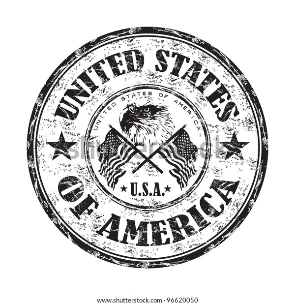 Black Grunge Rubber Stamp Bald Eagle Stock Vector (Royalty Free) 96620050