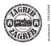 Black grunge rubber stamp with the name of Zagreb city, the capital of Croatia