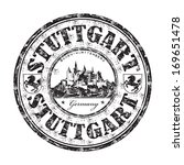 Black grunge rubber stamp with the name of Stuttgart city from Germany written inside the stamp