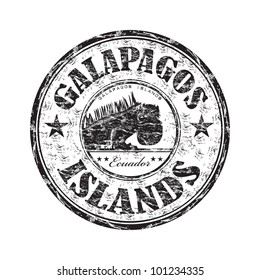 Black grunge rubber stamp with the name of the Galapagos Islands written inside the stamp