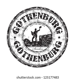 Black grunge rubber stamp with the name of Gothenburg city from Sweden written inside the stamp