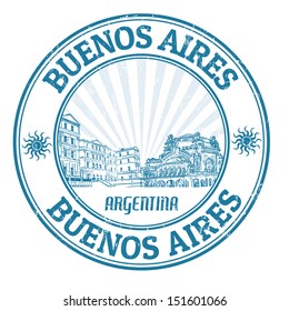 Black grunge rubber stamp with the name of Buenos Aires the capital of Argentina written inside, vector illustration