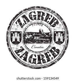 Black grunge rubber stamp with the name of Zagreb city, the capital of Croatia