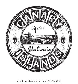 Black grunge rubber stamp with the name of Canary Islands written inside the stamp