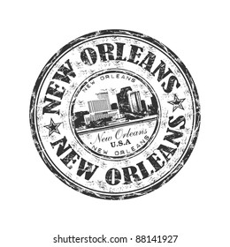 schwarzfarbiger Gummistempel mit dem Namen der Stadt New Orleans, in der Briefmarke