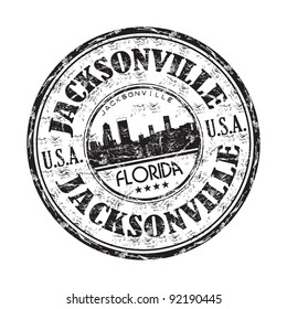 Black grunge rubber stamp with the name of Jacksonville city from Florida state in United States of America