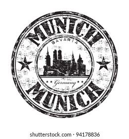 Black grunge rubber stamp with the name of Munich the capital city of Bavaria from Germany