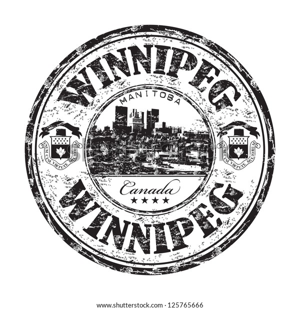 Black Grunge Rubber Stamp Name Winnipeg Stock Vector (Royalty Free