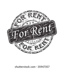 Black grunge rubber stamp with the text for rent written inside the stamp