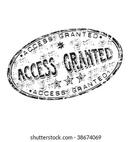Black grunge rubber stamp with the text access granted written inside the stamp