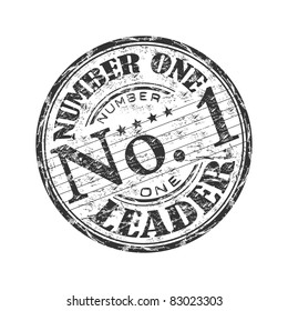 Black grunge rubber stamp with the text number one leader written inside the stamp