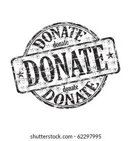 Black grunge rubber stamp with the word donate written inside the stamp