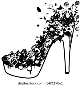 black grunge shoe over white background
