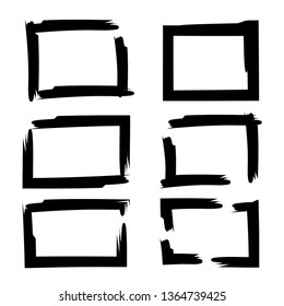 black grunge and sketch rectangle border frame set