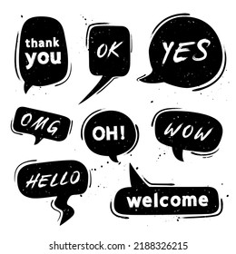 Black Grunge Speech Bubble Set