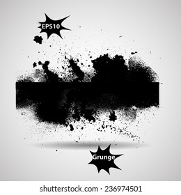 Black Grunge Splash Banner . Vector .