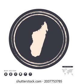 Black grunge stamp circle vector map of Madagascar