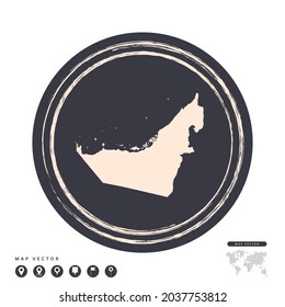 Black grunge stamp circle vector map of United Arab Emirates