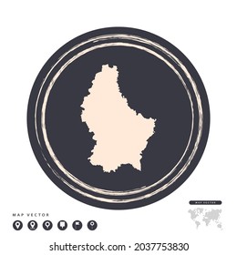 Black grunge stamp circle vector map of Luxembourg