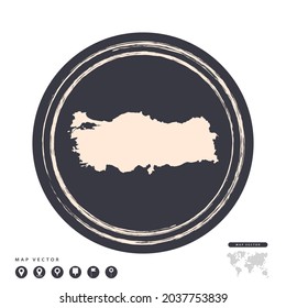 Black grunge stamp circle vector map of Turkey