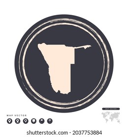 Black grunge stamp circle vector map of Namibia