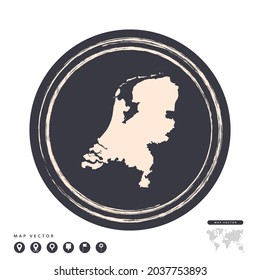 Black grunge stamp circle vector map of Netherland