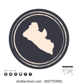 Black grunge stamp circle vector map of Liberia
