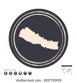 Black grunge stamp circle vector map of Nepal