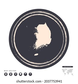 Schwarze Grunge-Stempel-Kreis, Vektorkarte Südkoreas