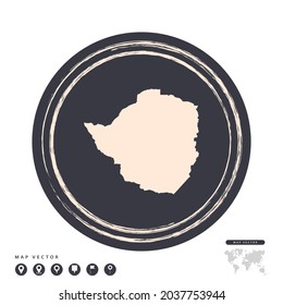 Mapa vectorial del círculo de la estampilla negra de Zimbabue