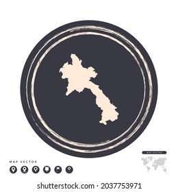 Black grunge stamp circle vector map of Laos