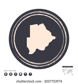 Black grunge stamp circle vector map of Botswana