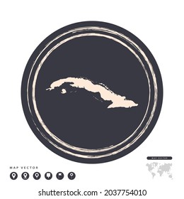Black grunge stamp circle vector map of Cuba