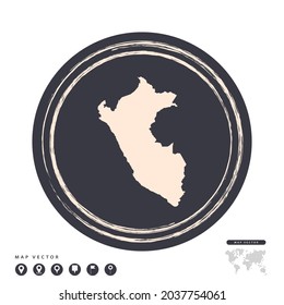 Black grunge stamp circle vector map of Peru