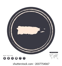 Black grunge stamp circle vector map of Puerto Rico