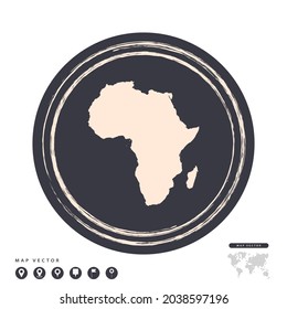 Mapa vectorial del círculo de la estampilla negra en África